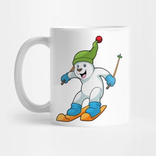 Polar bear as Skier with Ski & Bobble hat Mug